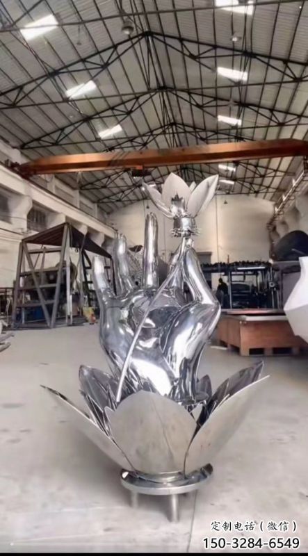 手拈花雕塑制作，戶外雕塑，不銹鋼手拈花雕塑優(yōu)選