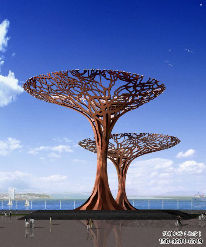 遮陽樹雕塑選用，美陳雕塑，不銹鋼遮陽樹雕塑標準