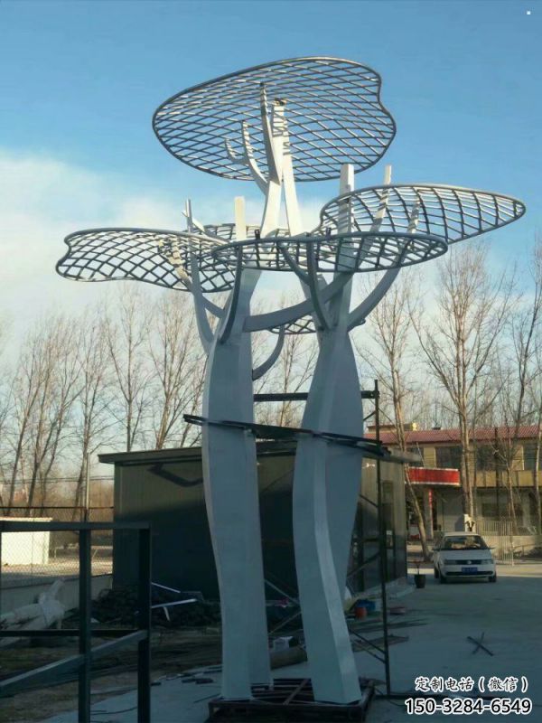 蘑菇樹雕塑定價，街頭雕塑，鏤空蘑菇樹雕塑制作廠家