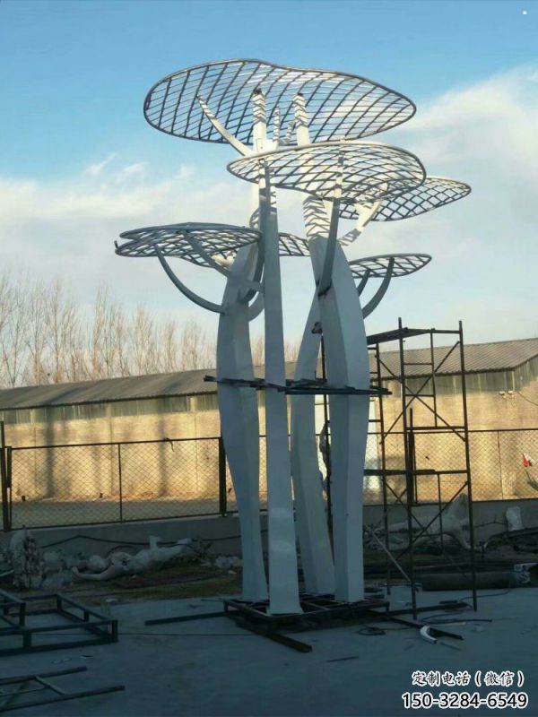 蘑菇樹雕塑制造，美陳雕塑，抽象鏤空蘑菇樹雕塑定價