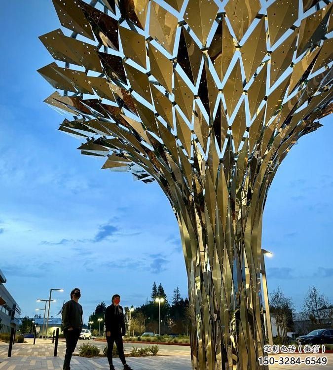 傘樹(shù)雕塑定價(jià)，村標(biāo)概念，鏤空傘樹(shù)雕塑廠家選用