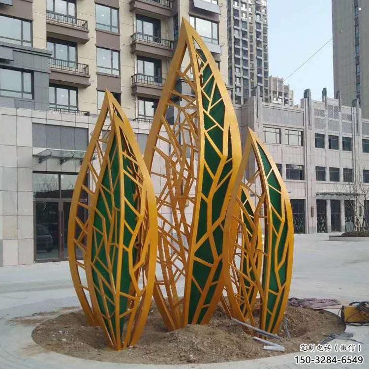 景觀樹葉雕塑定做，美陳雕塑，烤漆樹葉雕塑精品