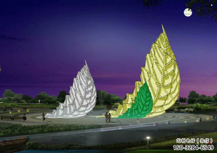 藝術樹葉雕塑廠家，小區擺件，烤漆樹葉雕塑訂做服務商