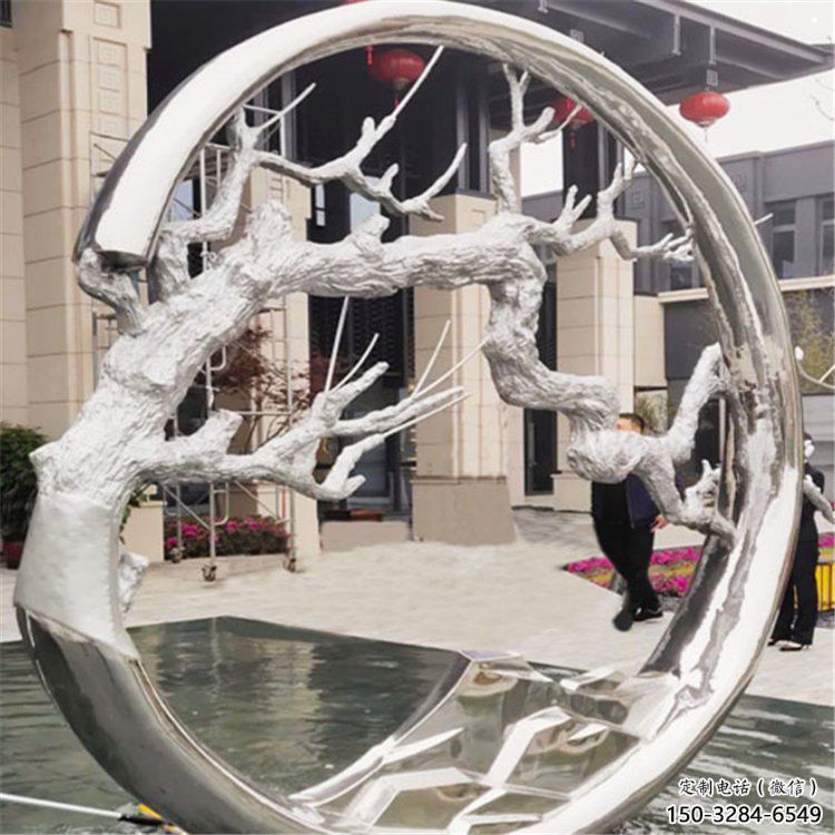 圓環(huán)樹雕塑制造商，露天雕塑，不銹鋼圓環(huán)樹雕塑訂做