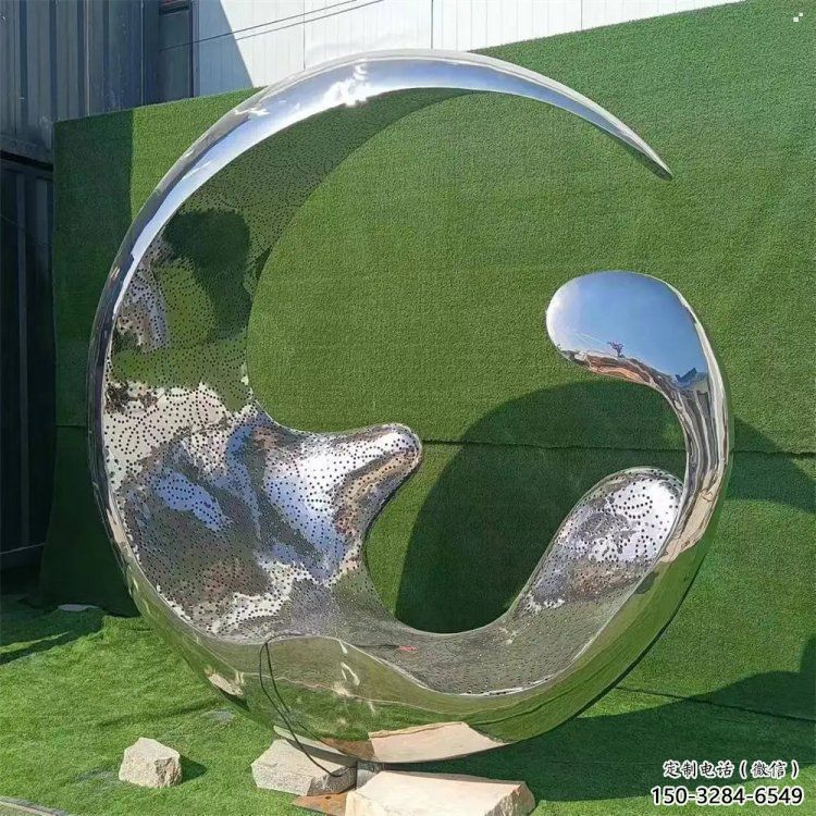 水滴環雕塑，創意設計類型，不銹鋼圓環水滴雕塑廠家