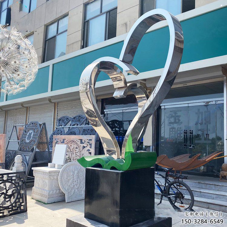 空間心形雕塑精品,白鋼構件,別墅鏡面心形雕塑廠家 空間心形雕塑精品,白鋼構件,別墅鏡面心形雕塑廠家