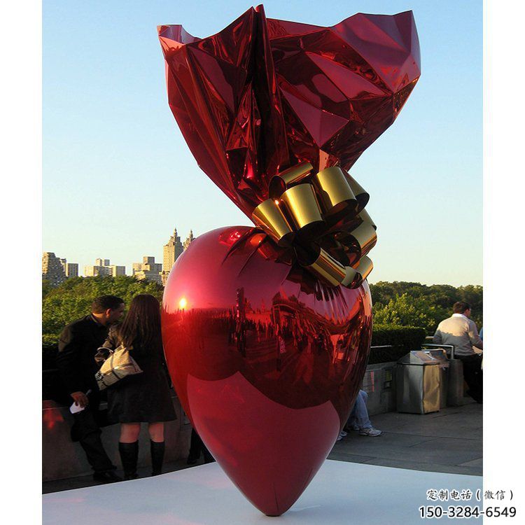 心形球雕塑供應，城區小品，烤漆心形球雕塑制造商