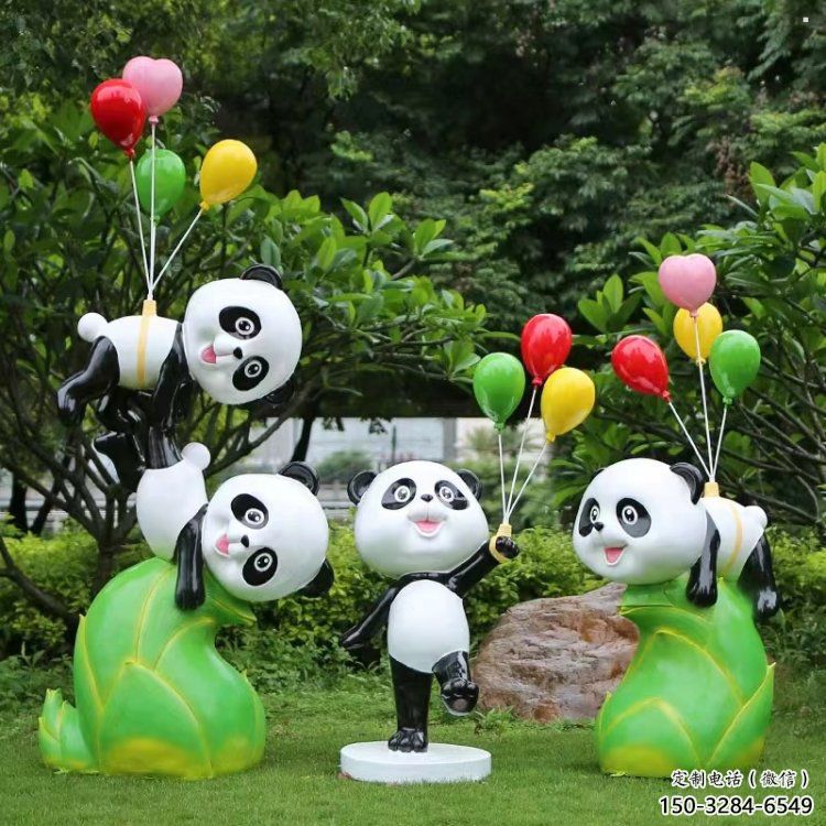 熊貓雕塑觀賞型，露天雕塑，卡通熊貓雕塑訂做廠家