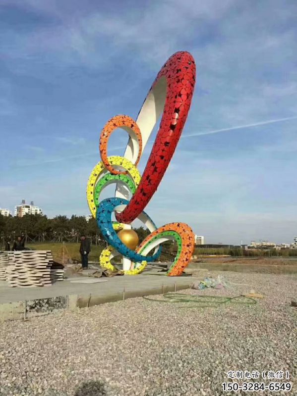 雙環(huán)雕塑擺件供需，彩鋼制作，大型不銹鋼雙環(huán)雕塑公司