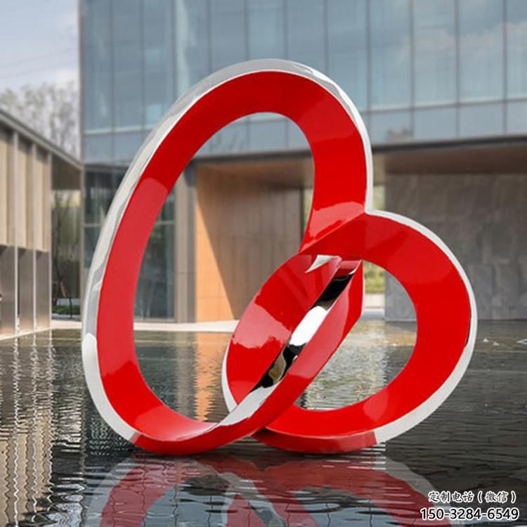 雙環雕塑定價，街頭雕塑，烤漆不銹鋼雙環雕塑定價