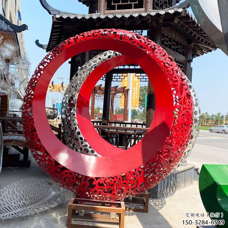 雙環(huán)雕塑生產(chǎn),鏤空烤漆工藝,不銹鋼雙環(huán)雕塑制作 雙環(huán)雕塑生產(chǎn),鏤空烤漆工藝,不銹鋼雙環(huán)雕塑制作