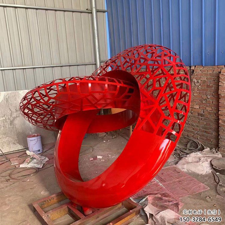 雙環雕塑預定，城區小品，不銹鋼雙環雕塑制造商