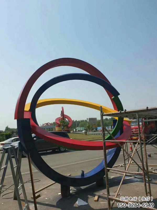 雙環(huán)雕塑制造，歐式風(fēng)格，不銹鋼雙環(huán)雕塑廠家定價