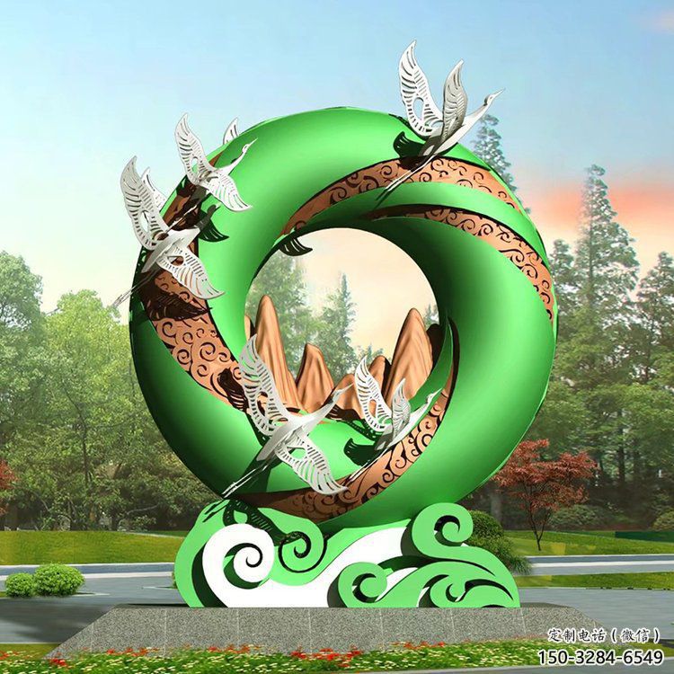 中式圓環雕塑定價，街頭雕塑，烤漆圓環雕塑精選