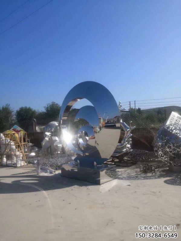 圓環雕塑生產，戶外擺放，不銹鋼圓鏡雕塑精選