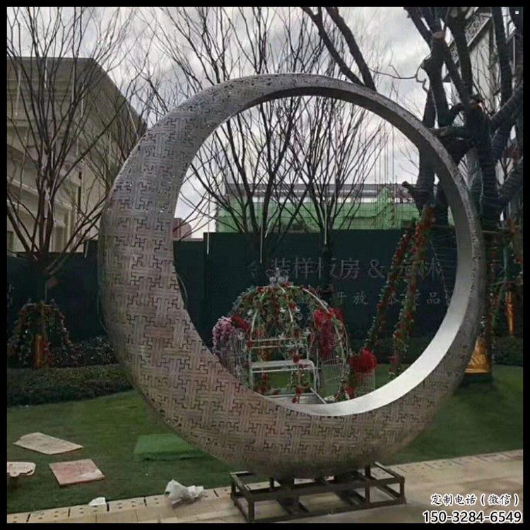 月亮雕塑供需，透雕系列，燈光鏤空月亮雕塑制造商