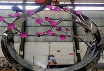 梅花樹雕塑定做，美陳雕塑，不銹鋼梅花樹雕塑廠家