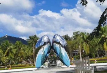 四葉草雕塑廠家，景區案例，不銹鋼四葉草雕塑常用