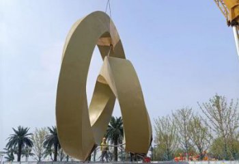 室內圓環雕塑，拉絲景觀雕塑，抽象效果