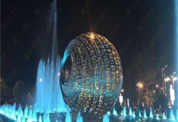 水景圓環(huán)雕塑，燈光配置，燈光圓環(huán)雕塑制作廠家