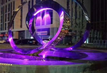 圓環(huán)雕塑標準，彩鋼制作，燈光圓環(huán)雕塑優(yōu)價