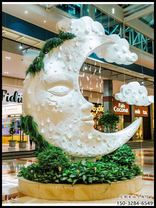 月亮雕塑展品，彩鋼制作，酒店不銹鋼月亮雕塑精品