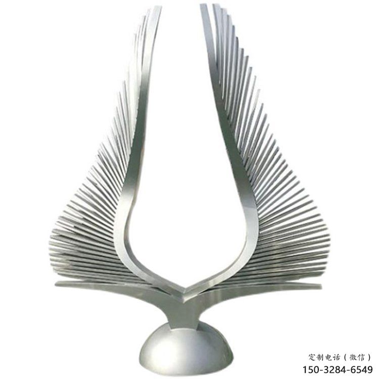 鏡面鳳尾雕塑，拉絲工藝，廣場抽象小品雕塑