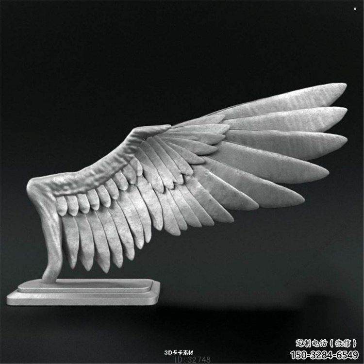 現代鳥翅雕塑定制，中式工藝，不銹鋼鳥翅雕塑造型優價