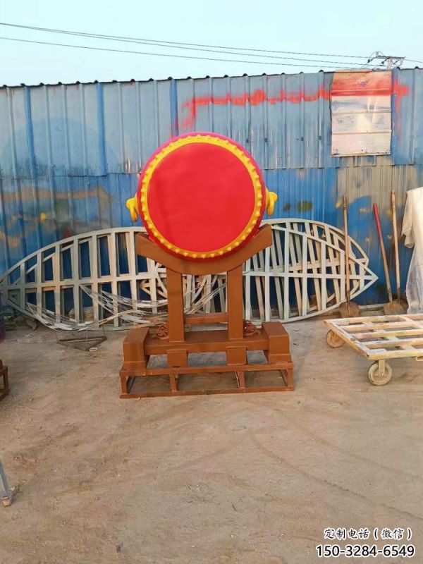 鑼鼓雕塑定制，小區雕塑，建筑不銹鋼鑼鼓雕塑提供