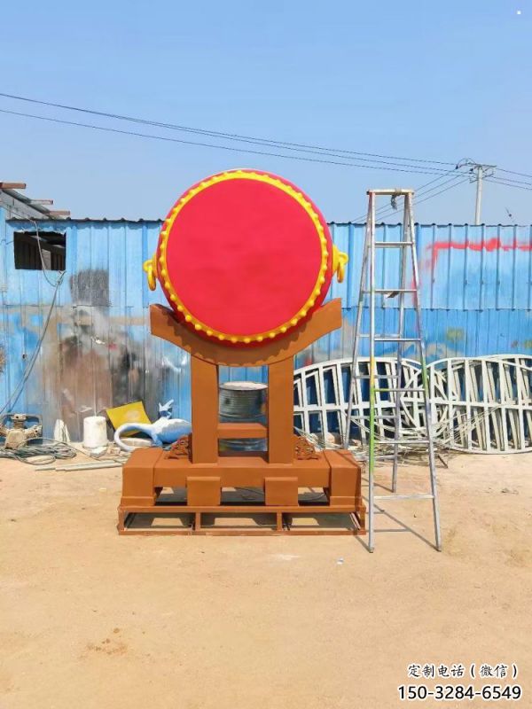 鑼鼓雕塑制作，村標概念，鍛鋼不銹鋼鑼鼓雕塑專供