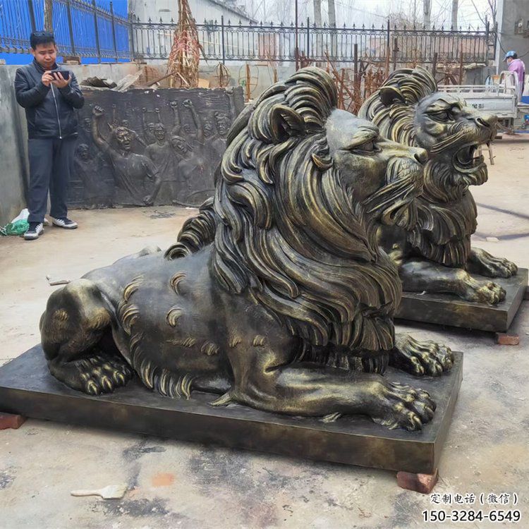 馬尾大型趴獅雕塑,仿銅動物雕塑,玻璃鋼獅子雕塑制作 馬尾大型趴獅雕塑,仿銅動物雕塑,玻璃鋼獅子雕塑制作