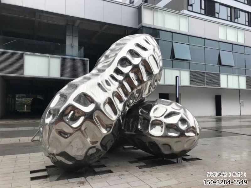 隴南花生雕塑制造，白鋼構(gòu)件，不銹鋼花生雕塑提供