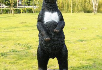 馬鞍山街道黑熊雕塑，仿真動物雕塑，古銅效果