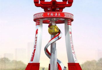 中山城市精神堡壘雕塑，地標文明建筑不銹鋼雕塑