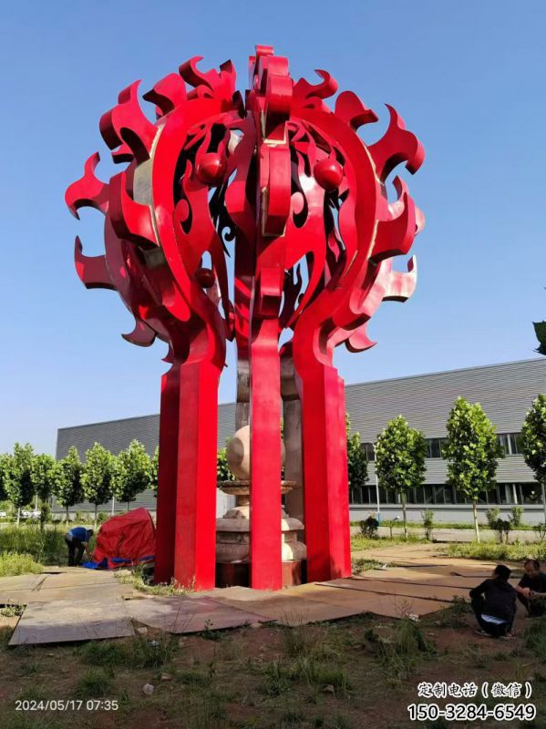 武漢火球雕塑，精神堡壘火球雕塑落地展示