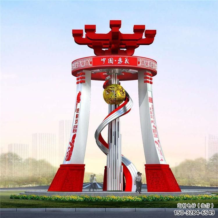 徐州城市精神堡壘雕塑,地標文明建筑不銹鋼雕塑 徐州城市精神堡壘雕塑,地標文明建筑不銹鋼雕塑