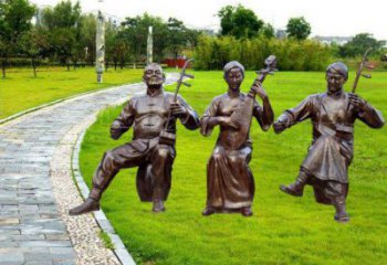 黃岡拉二胡雕塑點擊，景觀雕塑，別墅民俗人物雕塑供求