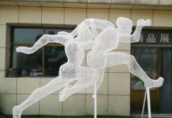 通化鏤空跨欄雕塑制造商，透雕雕塑，鐵藝體育人物雕塑供給