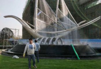 阜新帆船噴泉雕塑，水景水秀組合，旱地帆船噴泉雕塑廠家