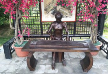 大東彈古箏雕塑廠家，景觀概念，民俗人物雕塑通用