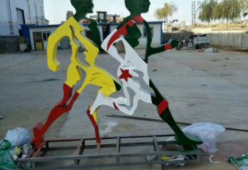 大武口賽跑雕塑，鏤空工藝制作，不銹鋼烤漆體育人物雕塑