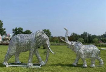 同心鏤空大象雕塑制造商，動物擺件，透雕大象雕塑定制