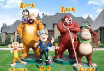 大武口廣場(chǎng)維尼熊雕塑，卡通水景雕塑，抽象效果