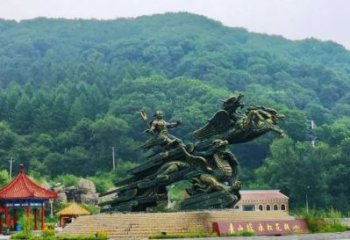 大武口夸父逐日雕塑，鑄銅神話人物雕塑