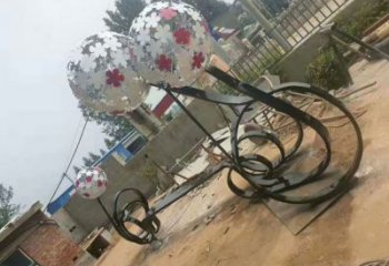 共和大型蒲公英坐凳雕塑，現(xiàn)代元素設(shè)計(jì)，不銹鋼坐凳雕塑