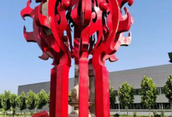 煙臺(tái)火球雕塑，精神堡壘火球雕塑落地展示