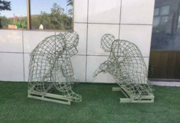 濰坊鏤空下棋雕塑供需，廣場雕塑，鐵藝民俗人物雕塑選用