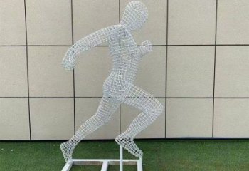 上城鏤空運(yùn)動(dòng)員雕塑訂做，城市雕塑，鐵藝體育人物雕塑廠