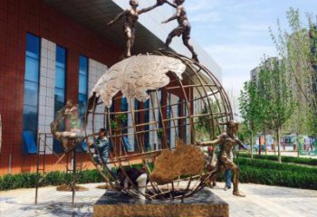 黔江地球儀雕塑選定，拉絲工藝，地球儀人物雕塑預定